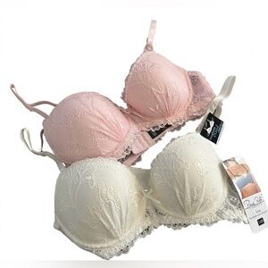 RENE ROFE Breathable Ultra-Soft Padded wired Lace Bra 2pack 34B NWT
